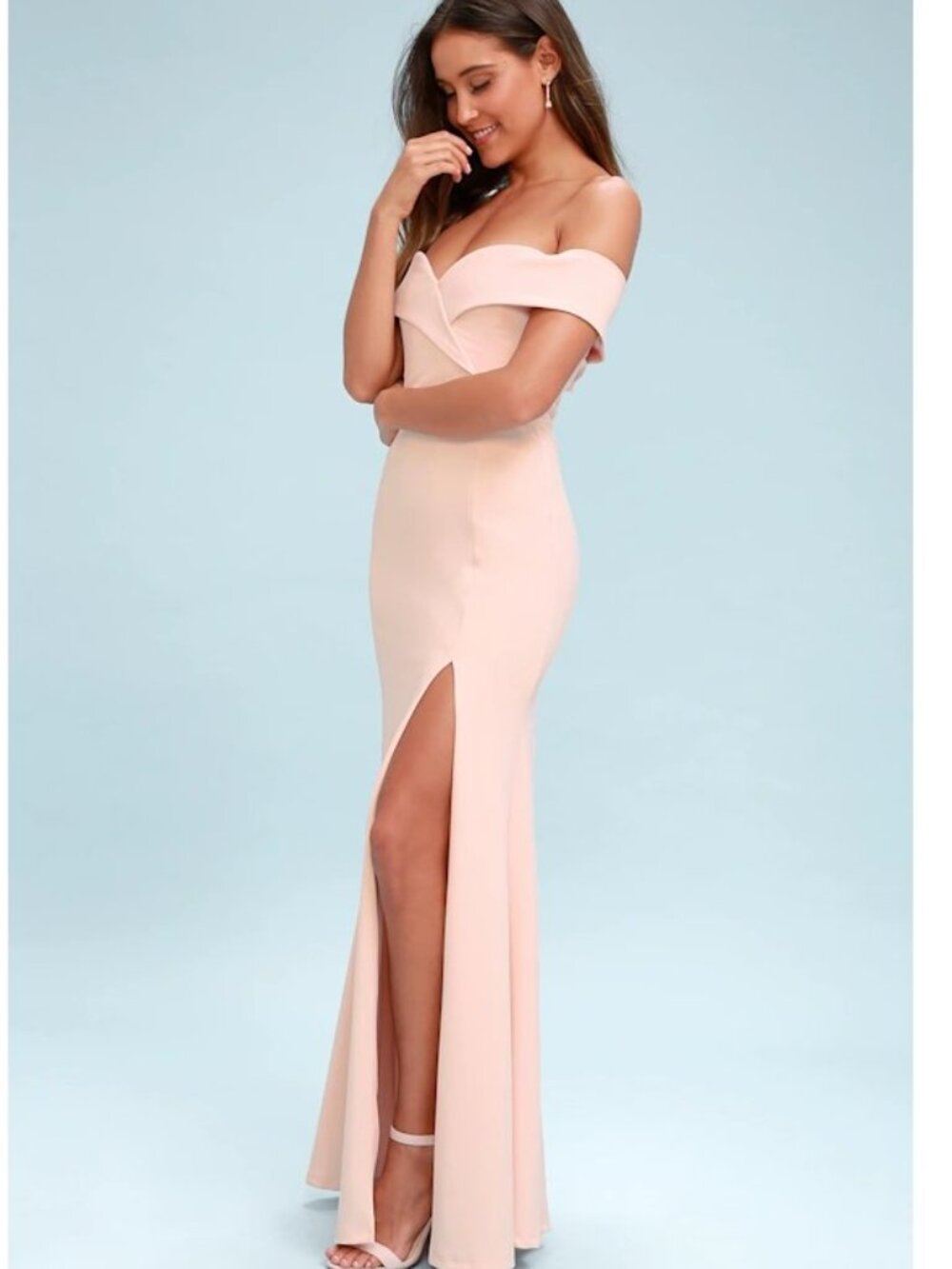 Lulu's Song of Love Blush Pink Off-the-Shoulder Maxi Dress Size M